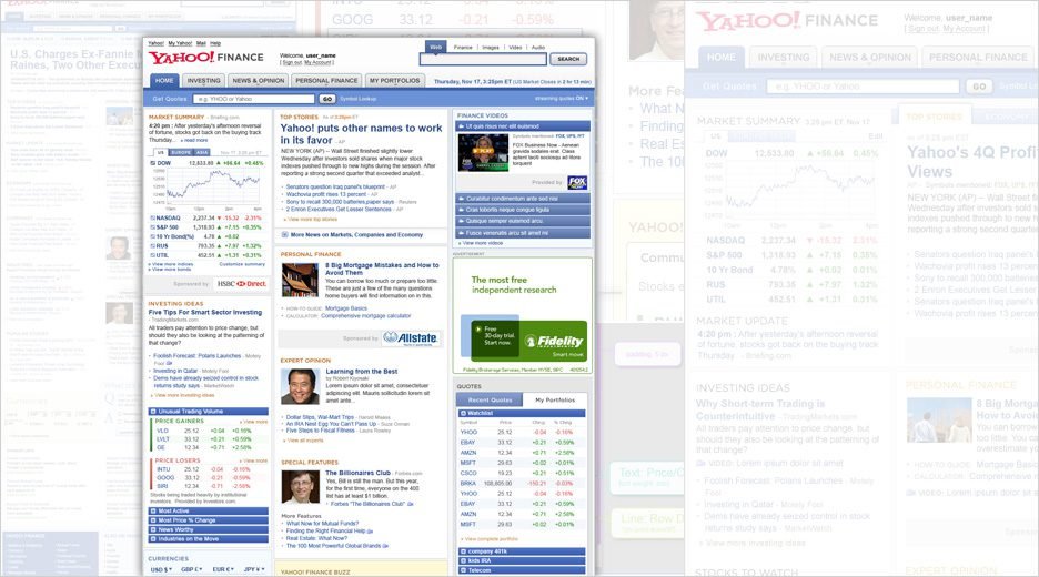 Yahoo! Finance Front Page