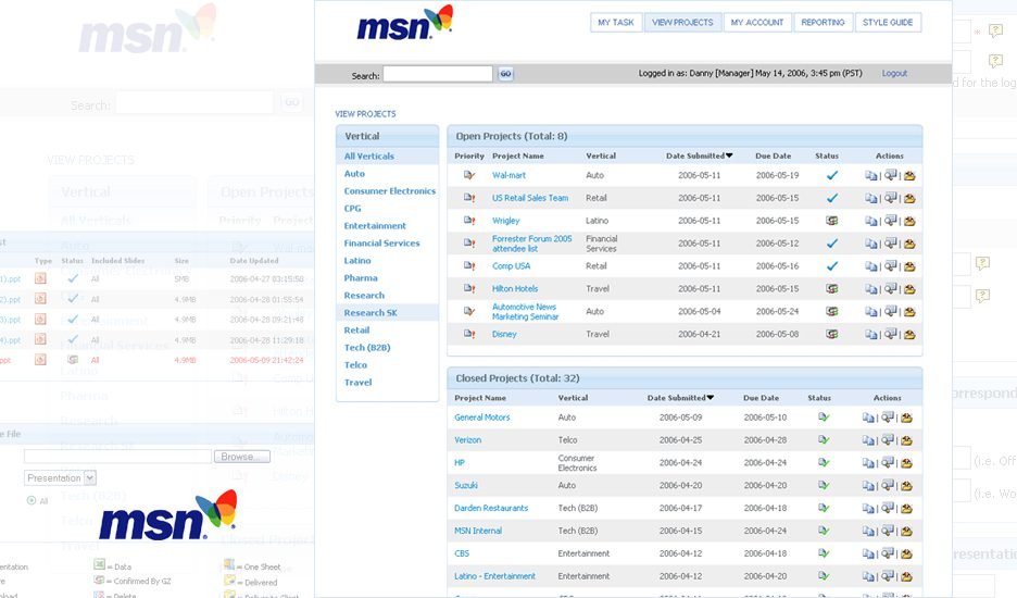 MSN Production Interface